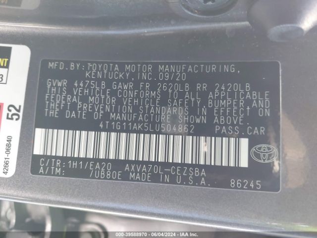 Photo 8 VIN: 4T1G11AK5LU504862 - TOYOTA CAMRY 