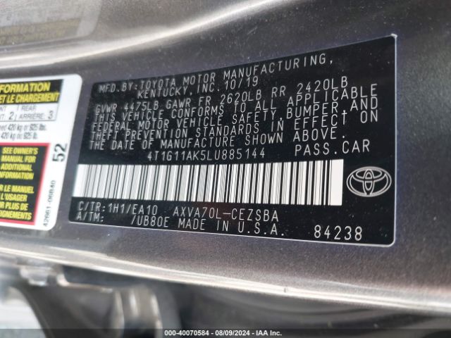 Photo 8 VIN: 4T1G11AK5LU885144 - TOYOTA CAMRY 