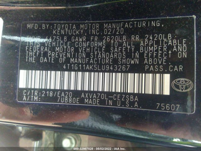 Photo 8 VIN: 4T1G11AK5LU943267 - TOYOTA CAMRY 