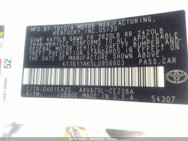 Photo 8 VIN: 4T1G11AK5LU956603 - TOYOTA CAMRY 