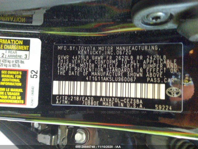 Photo 8 VIN: 4T1G11AK5LU960067 - TOYOTA CAMRY 