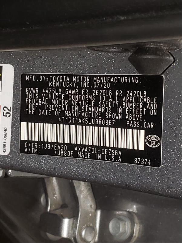 Photo 9 VIN: 4T1G11AK5LU980867 - TOYOTA CAMRY SE 