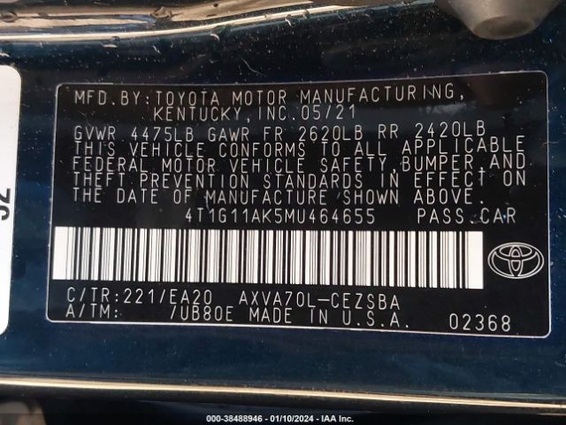 Photo 8 VIN: 4T1G11AK5MU464655 - TOYOTA CAMRY 