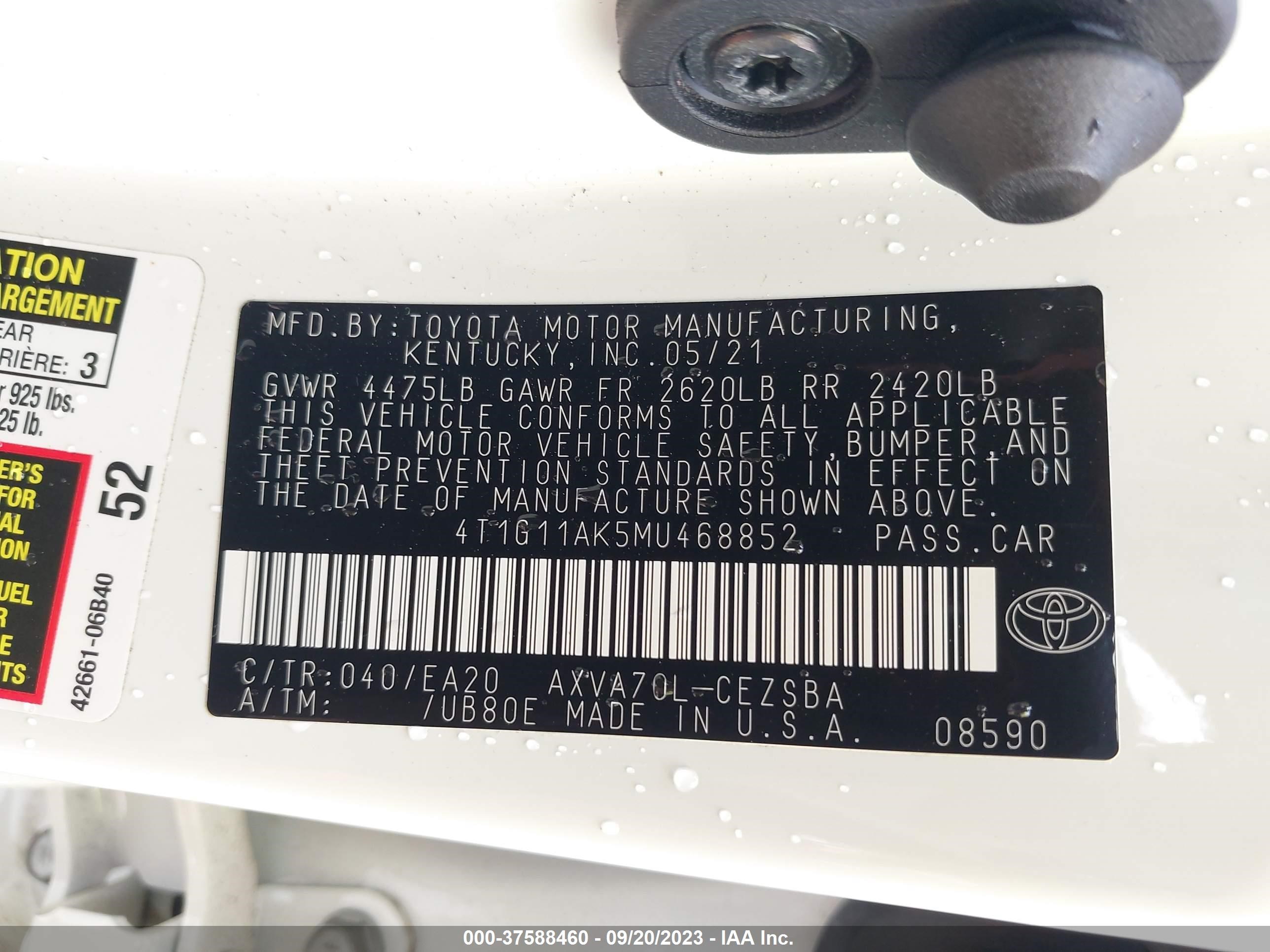 Photo 8 VIN: 4T1G11AK5MU468852 - TOYOTA CAMRY 