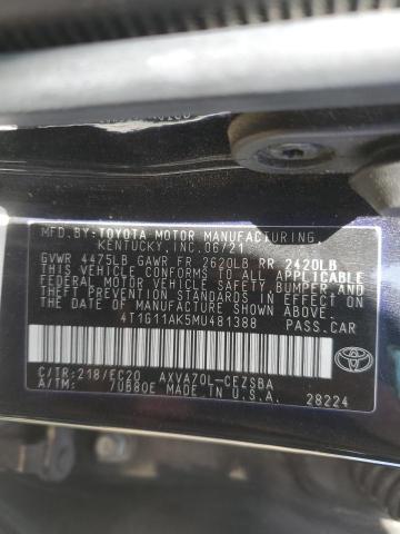 Photo 12 VIN: 4T1G11AK5MU481388 - TOYOTA CAMRY SE 