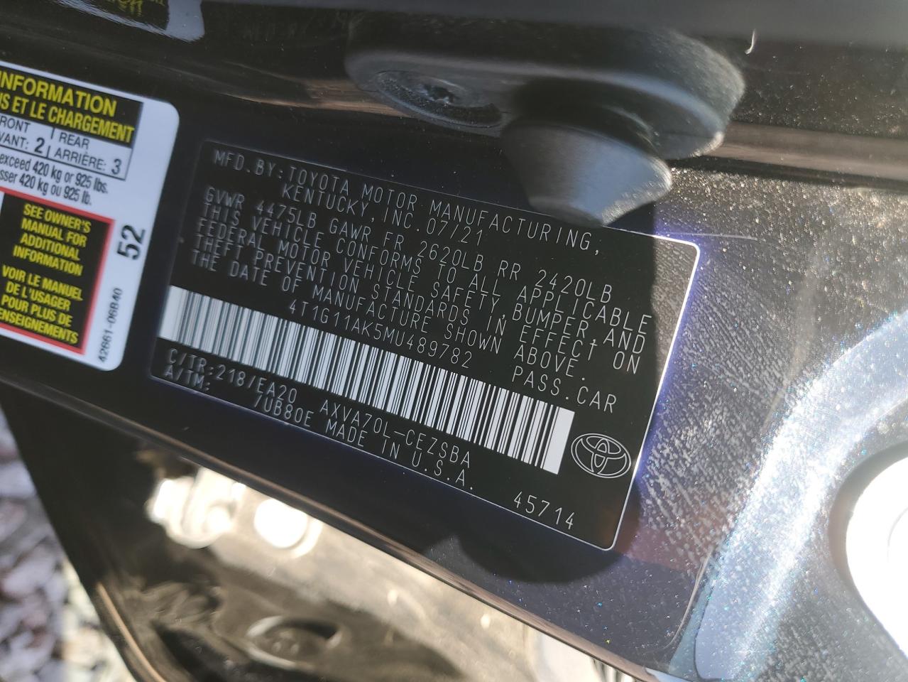 Photo 11 VIN: 4T1G11AK5MU489782 - TOYOTA CAMRY 