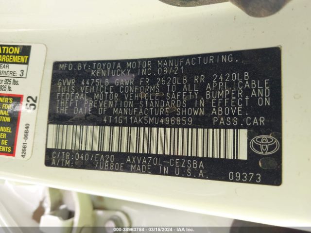 Photo 8 VIN: 4T1G11AK5MU496859 - TOYOTA CAMRY 