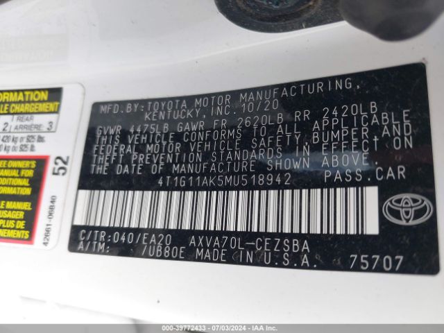 Photo 8 VIN: 4T1G11AK5MU518942 - TOYOTA CAMRY 