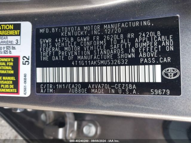 Photo 8 VIN: 4T1G11AK5MU532632 - TOYOTA CAMRY 