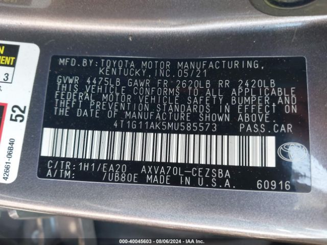 Photo 8 VIN: 4T1G11AK5MU585573 - TOYOTA CAMRY 