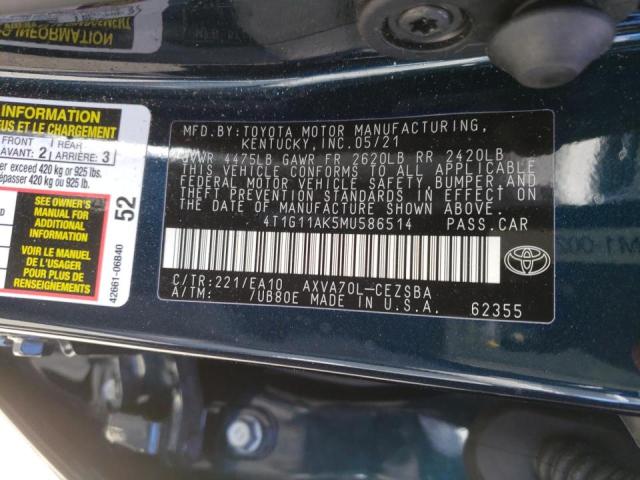 Photo 9 VIN: 4T1G11AK5MU586514 - TOYOTA CAMRY SE 