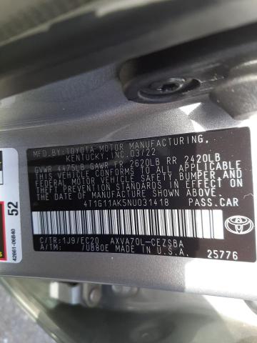 Photo 11 VIN: 4T1G11AK5NU031418 - TOYOTA CAMRY 