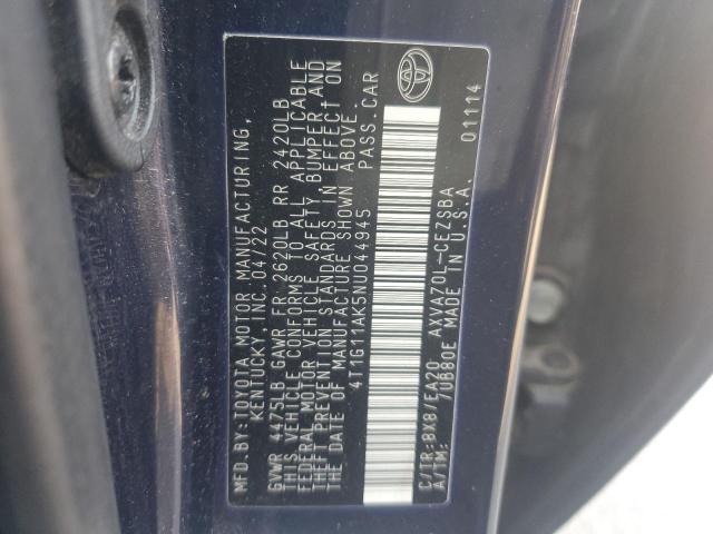 Photo 12 VIN: 4T1G11AK5NU044945 - TOYOTA CAMRY SE 