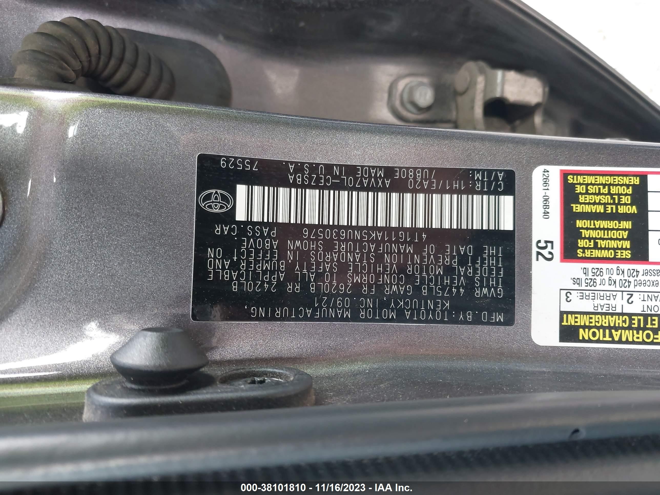 Photo 8 VIN: 4T1G11AK5NU630576 - TOYOTA CAMRY 