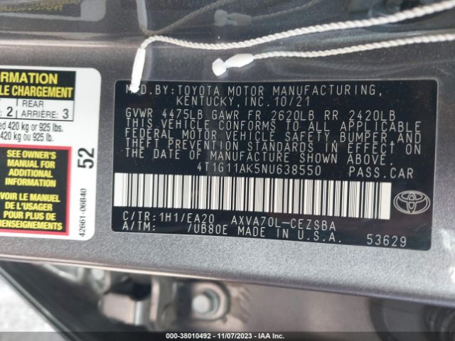 Photo 8 VIN: 4T1G11AK5NU638550 - TOYOTA CAMRY 