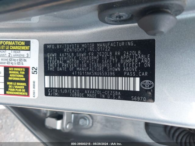 Photo 8 VIN: 4T1G11AK5NU659396 - TOYOTA CAMRY 