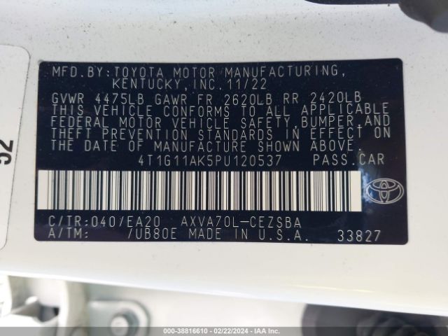 Photo 8 VIN: 4T1G11AK5PU120537 - TOYOTA CAMRY 