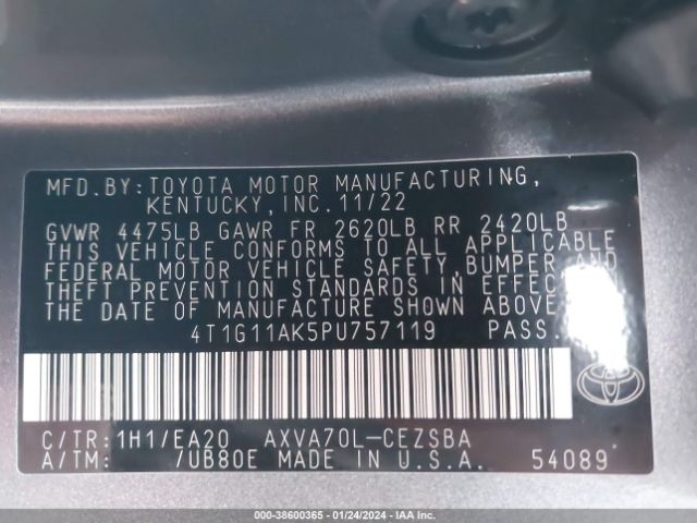 Photo 8 VIN: 4T1G11AK5PU757119 - TOYOTA CAMRY 