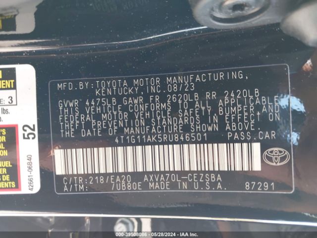 Photo 8 VIN: 4T1G11AK5RU846501 - TOYOTA CAMRY 