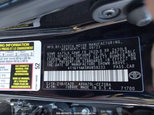 Photo 8 VIN: 4T1G11AK5RU859233 - TOYOTA CAMRY 