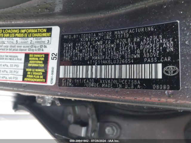 Photo 8 VIN: 4T1G11AK6LU326654 - TOYOTA CAMRY 