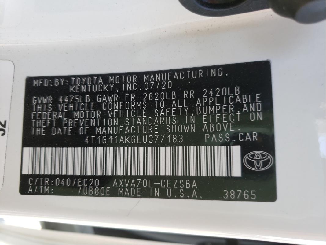 Photo 9 VIN: 4T1G11AK6LU377183 - TOYOTA CAMRY SE 