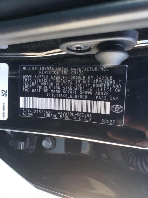 Photo 9 VIN: 4T1G11AK6LU507088 - TOYOTA CAMRY SE 