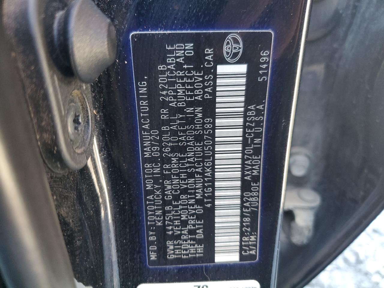 Photo 11 VIN: 4T1G11AK6LU507589 - TOYOTA CAMRY 