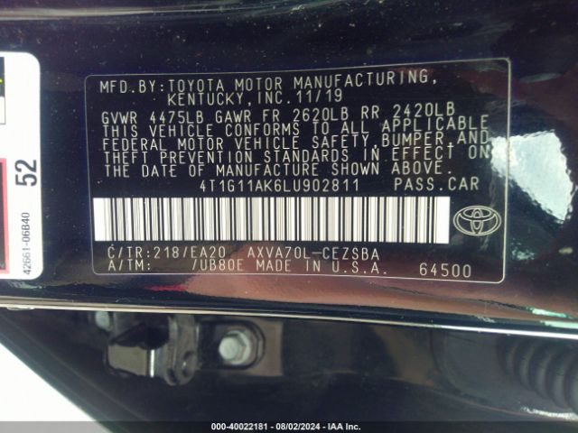 Photo 8 VIN: 4T1G11AK6LU902811 - TOYOTA CAMRY 