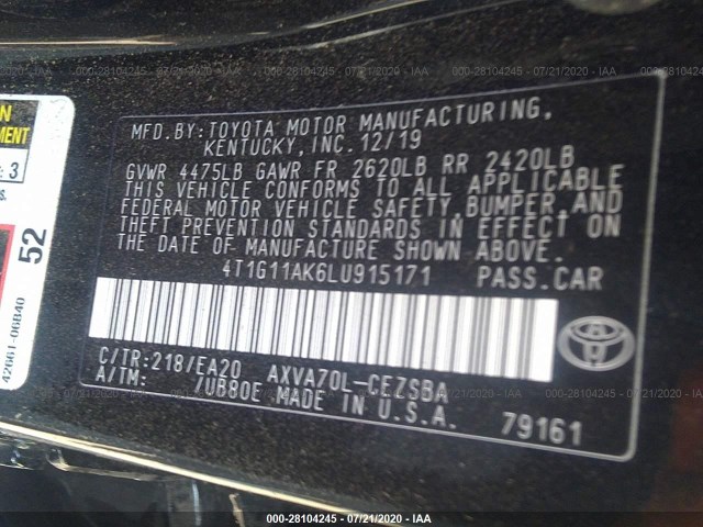 Photo 8 VIN: 4T1G11AK6LU915171 - TOYOTA CAMRY 