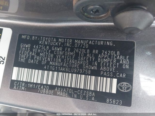 Photo 8 VIN: 4T1G11AK6LU979758 - TOYOTA CAMRY 