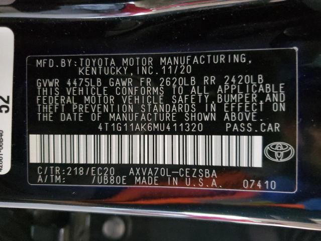 Photo 11 VIN: 4T1G11AK6MU411320 - TOYOTA CAMRY SE 