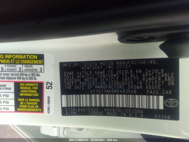 Photo 8 VIN: 4T1G11AK6MU493548 - TOYOTA CAMRY 