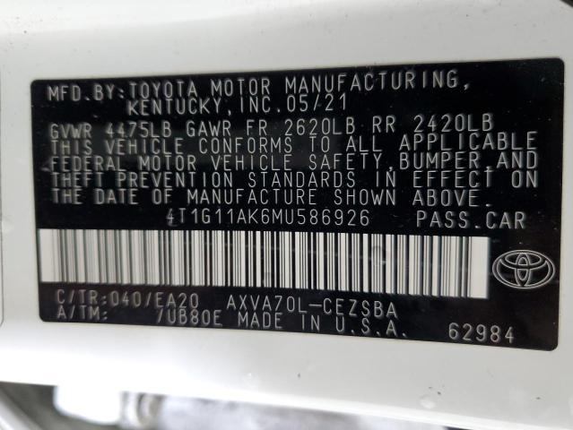 Photo 11 VIN: 4T1G11AK6MU586926 - TOYOTA CAMRY SE 