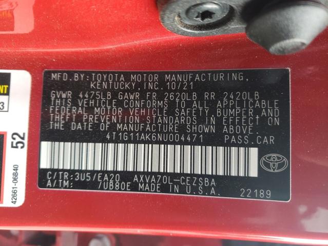 Photo 11 VIN: 4T1G11AK6NU004471 - TOYOTA CAMRY 