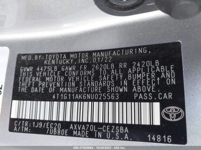 Photo 8 VIN: 4T1G11AK6NU025563 - TOYOTA CAMRY 