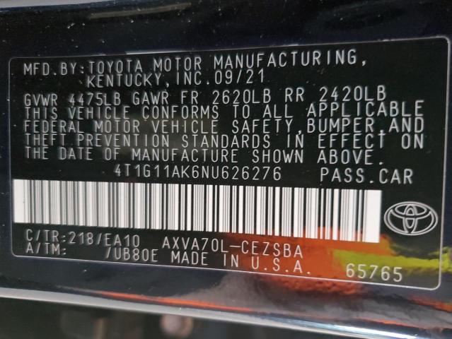 Photo 11 VIN: 4T1G11AK6NU626276 - TOYOTA CAMRY 