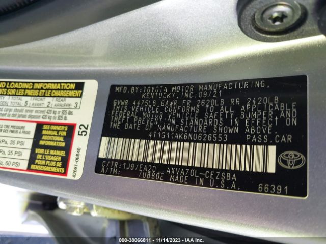 Photo 8 VIN: 4T1G11AK6NU626553 - TOYOTA CAMRY 