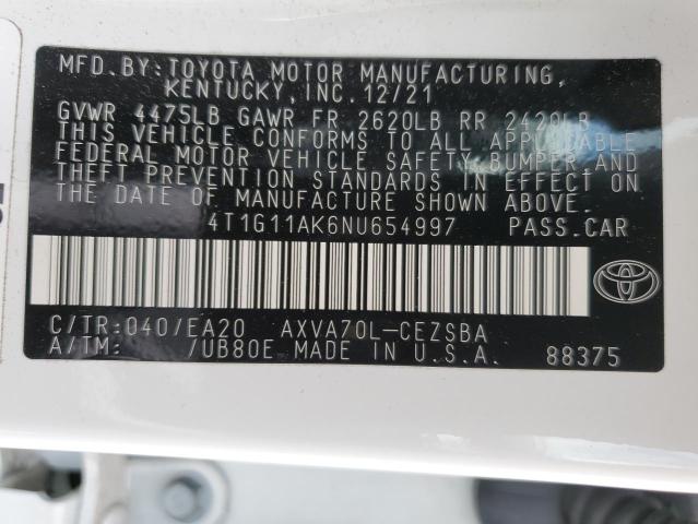 Photo 11 VIN: 4T1G11AK6NU654997 - TOYOTA CAMRY 