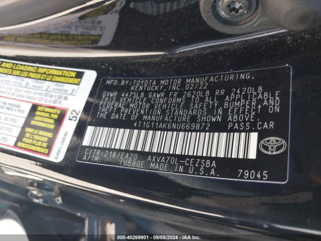 Photo 8 VIN: 4T1G11AK6NU669872 - TOYOTA CAMRY 