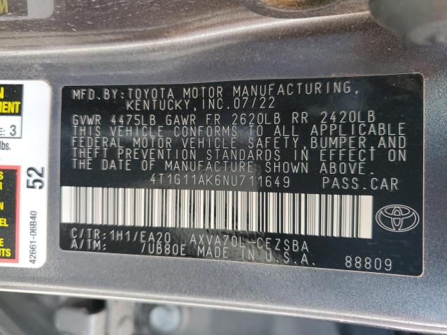 Photo 11 VIN: 4T1G11AK6NU711649 - TOYOTA CAMRY SE 