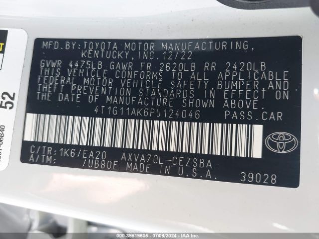 Photo 8 VIN: 4T1G11AK6PU124046 - TOYOTA CAMRY 