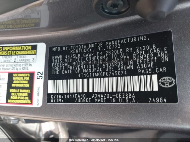 Photo 8 VIN: 4T1G11AK6PU745674 - TOYOTA CAMRY 