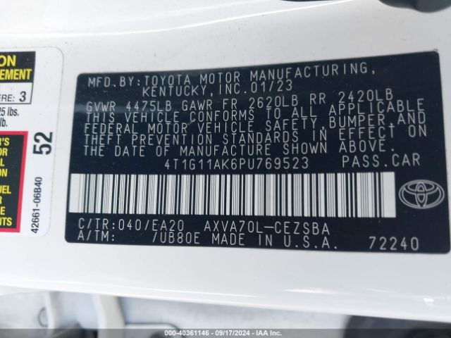 Photo 8 VIN: 4T1G11AK6PU769523 - TOYOTA CAMRY 