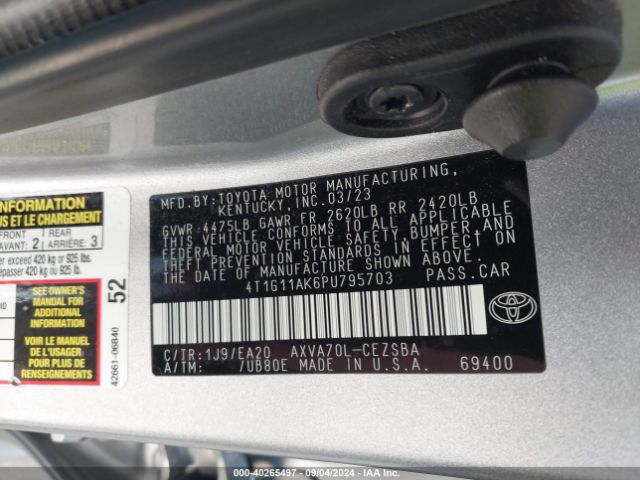 Photo 8 VIN: 4T1G11AK6PU795703 - TOYOTA CAMRY 