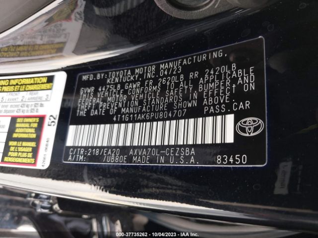 Photo 8 VIN: 4T1G11AK6PU804707 - TOYOTA CAMRY 