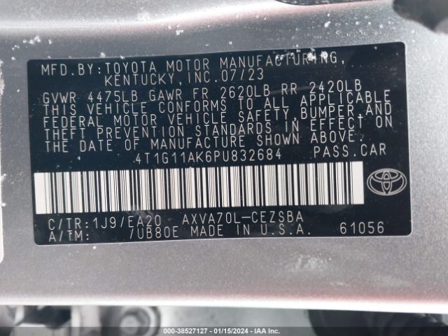 Photo 8 VIN: 4T1G11AK6PU832684 - TOYOTA CAMRY 