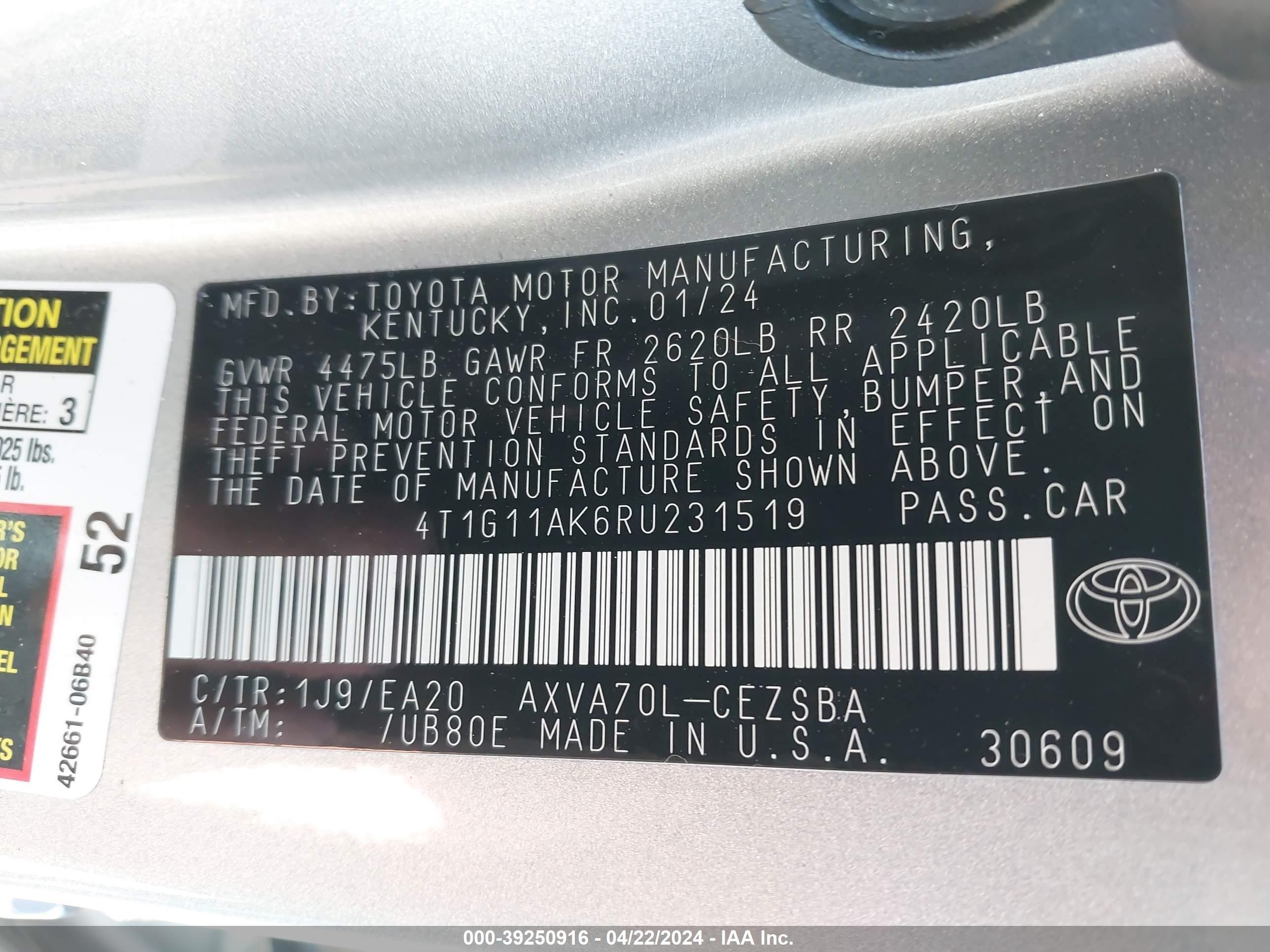 Photo 8 VIN: 4T1G11AK6RU231519 - TOYOTA CAMRY 