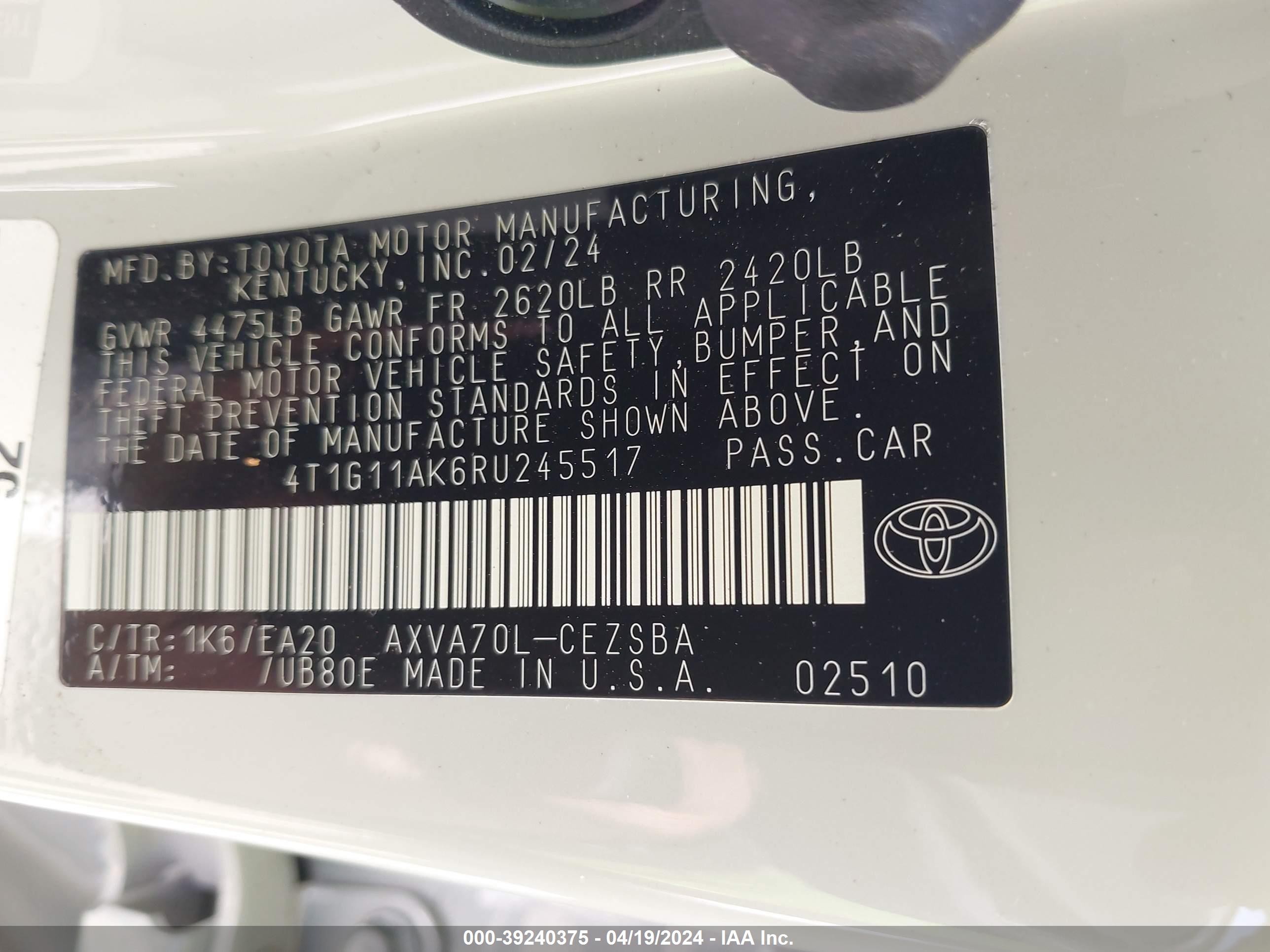 Photo 8 VIN: 4T1G11AK6RU245517 - TOYOTA CAMRY 