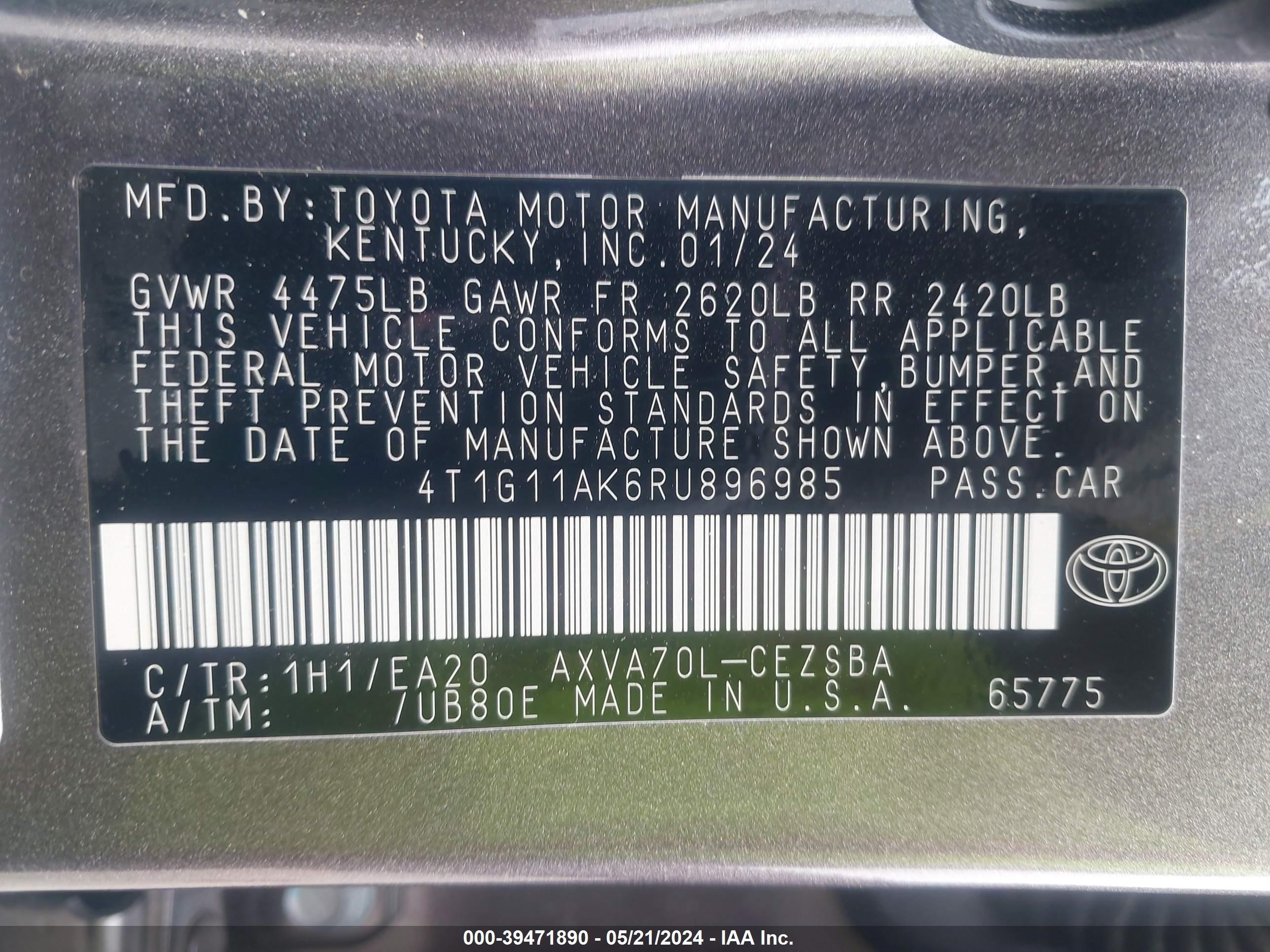 Photo 8 VIN: 4T1G11AK6RU896985 - TOYOTA CAMRY 